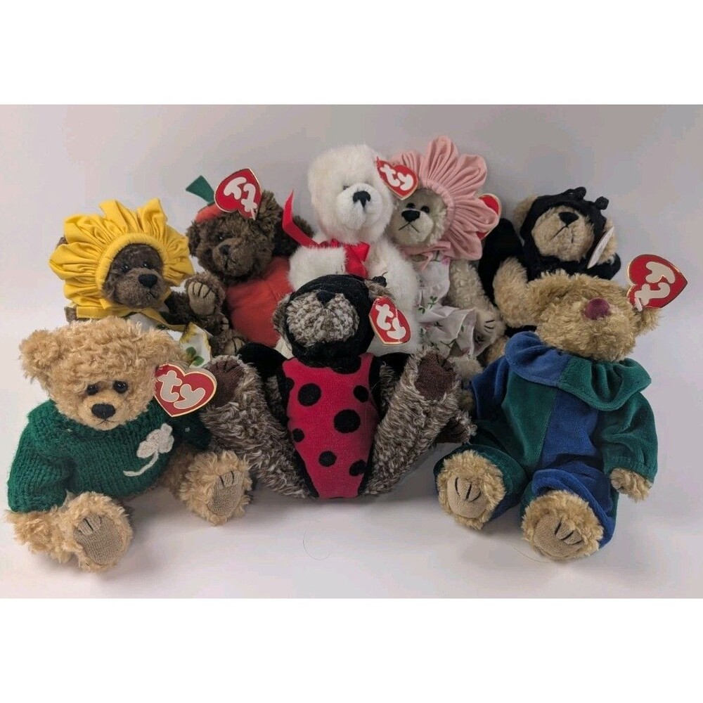 TY Beanie Baby Bear Lot of 8 Valentina Buzz Lucky Erin Hoodwink Costumes